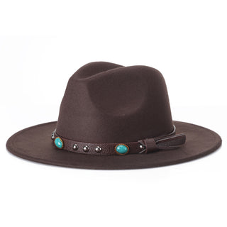 Men Woolen Top Beaded Belt Jazz Hat