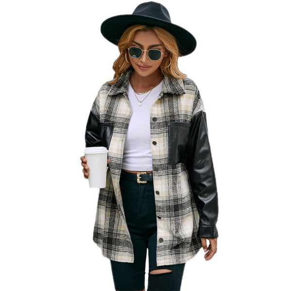 Casual Double Pocket Plaid Jacket