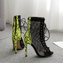 Women Net Stiletto Heels Boots