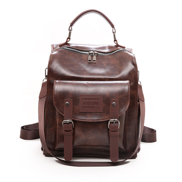 Soft Leather Large-Capacity Travel Backpack