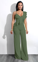 Side Shoulder Ruffled Jumpsuit