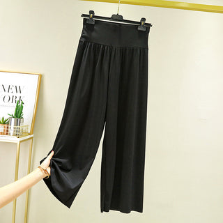 Buy black Cropped High Waist Loose Wide Pants