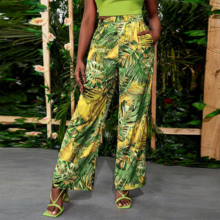 Buy green Forest Printed Elasticated Straight Leg Pants