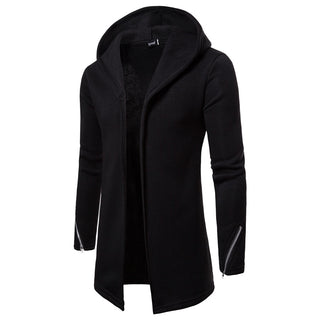 Buy black Solid Color Hooded Cardigan