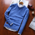 Men Solid Colored Round Neck Sweater