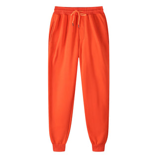 Buy orange Unisex Cotton Solid Color Mid Waist Sweat Pants