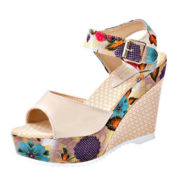 Women Floral High Heel Sandals