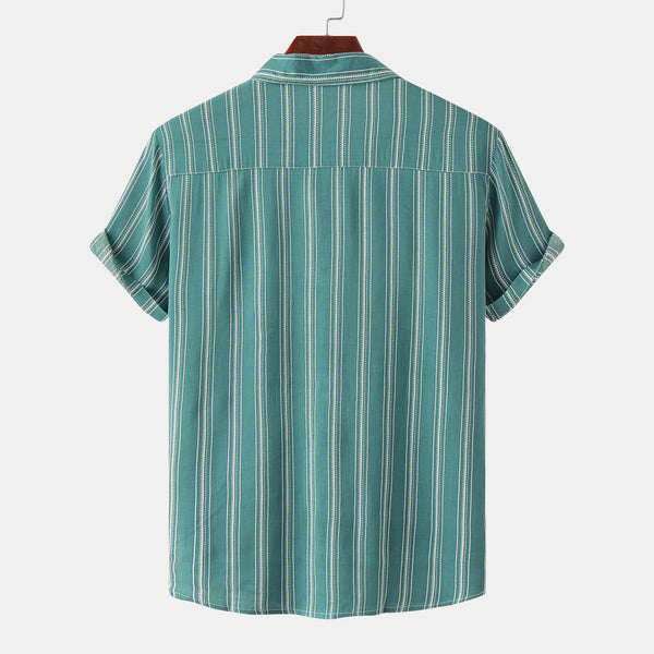 Men Striped Casual Short Sleeve Shirt