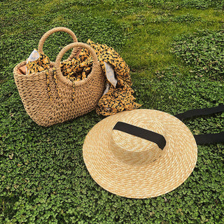 Women French Style Wide Brim Straw Hat