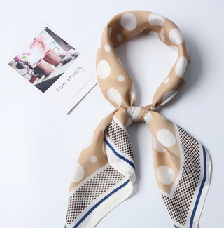 Buy khaki Women Square Neck Dot-Print Scarves