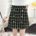 Women Plaid Woolen Skirt