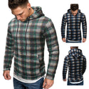 Men Cotton Hip Hop Plaid Hoodie