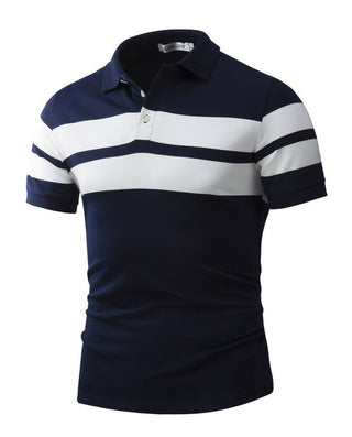 Buy navy-blue Men Slim-fit Striped Polo Shirt