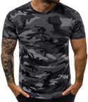 Crew Neck Tight Camouflage Casual Sports Men's T-shirt