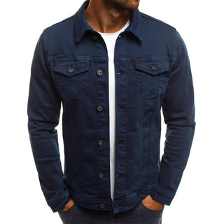 Buy navy-blue Men Thin Denim Jean Jacket