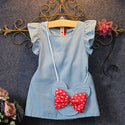 Denim Butterfly Knot Satchel Dress