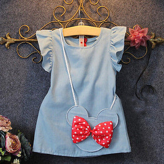 Denim Butterfly Knot Satchel Dress