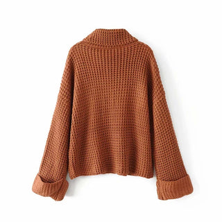 High-necked Knitted Loose Sweater