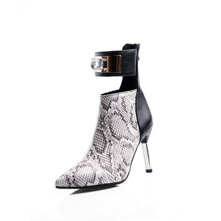 Buy serpentine Women Pointed Toe Metal Buckle Leather Shoes