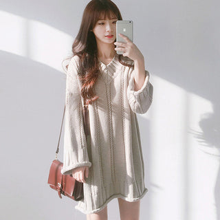 Buy white Women V-Neck Sweater Dress