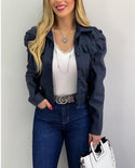 Women Lapel Cardigan Short Jacket