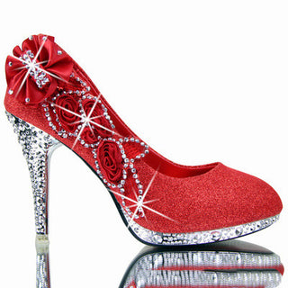 Buy red Crystal Textured Floral Sparkly High Heels