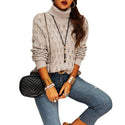 High Neck Long Sleeve Loose Casual Netted Sweater