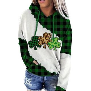 Buy three-leaves Women Lucky Grass Print Sweatshirts Hoodie