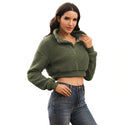 Women Plush Pullover Sweatshirt Short Jacket