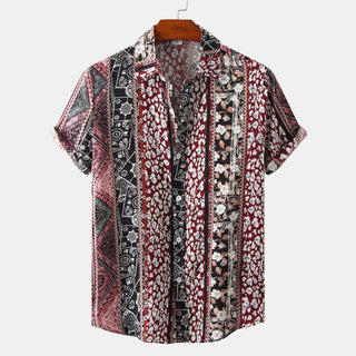 Buy cs034 Men Floral Casual Short Sleeve Shirt