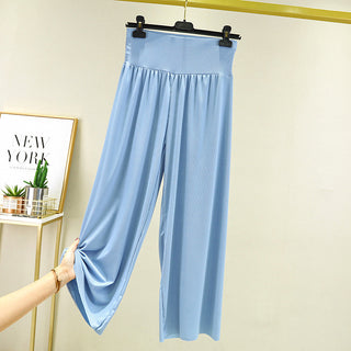 Buy blue Cropped High Waist Loose Wide Pants