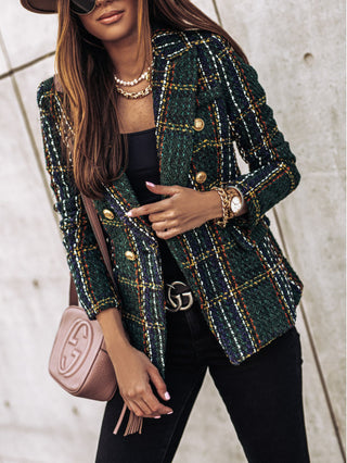 Buy green Double-breasted Collar Print Blazer