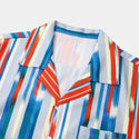 Men's Short Sleeve Stripes Print Shirt