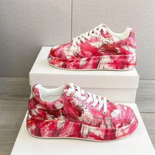 Buy red Graffiti Printed Casual Lace-up Sneakers