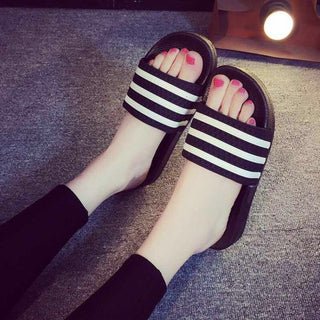 Women Striped Slides