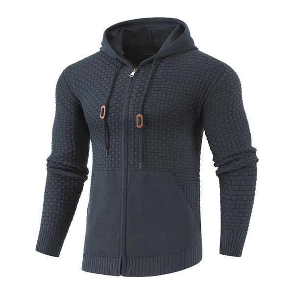 Men Four Seasons Knitting Zipper Hoodie