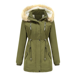 Buy military-green Women Detachable Hooded Winter Jackets