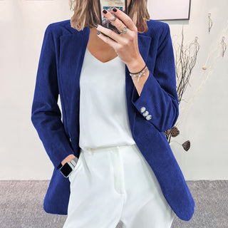 Buy blue Corduroy Slim Fit Casual Blazer Cardigan