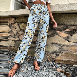 Floral Print Elasticated Loose Straight-leg Pants