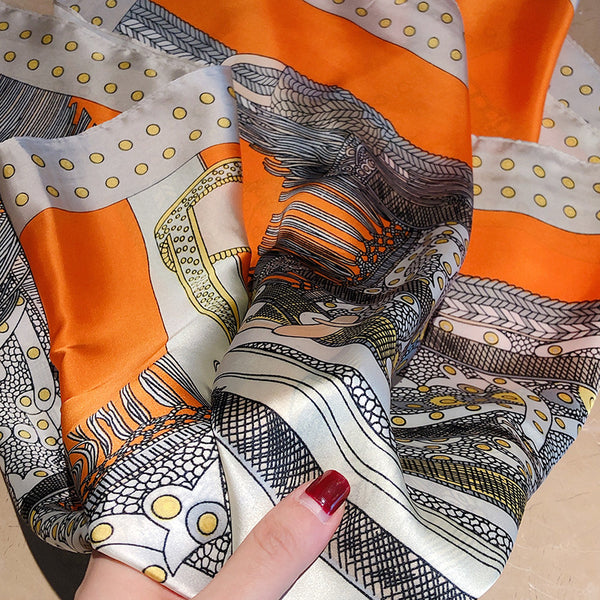 Women Multi-Patterned Printed Silk Scarf