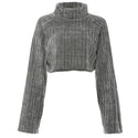 Women Turtleneck Cropped Sweater