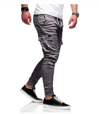 Buy dark-grey Men Thin Cotton Casual Pants