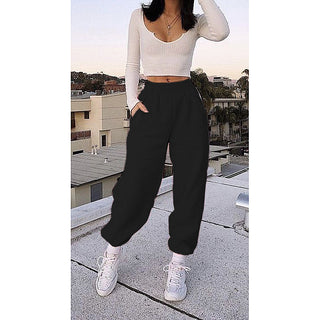 Buy black High Waist Elasticated Loose Sweat Pants