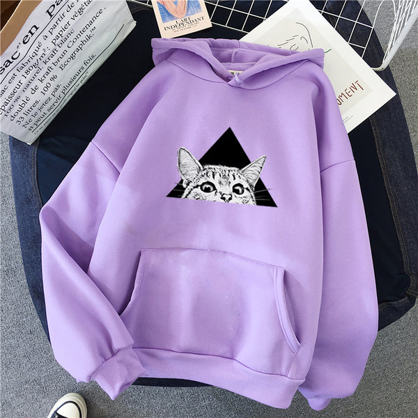 Women Peeking Cat Hoodie