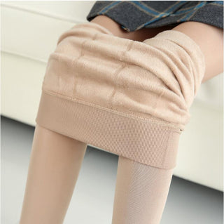 Buy beige Women Warm Fur Lined Leggings