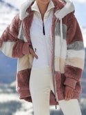 Women Loose Plus Velvet Hooded Fur Jacket