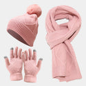 Three Piece Set Of Autumn And Winter Hat, Scarf, & Gloves