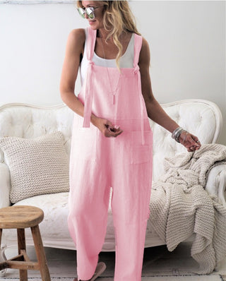 Buy pink Casual Plus Size Overalls With Pockets In Multicolor