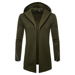 Buy green Solid Color Hooded Cardigan