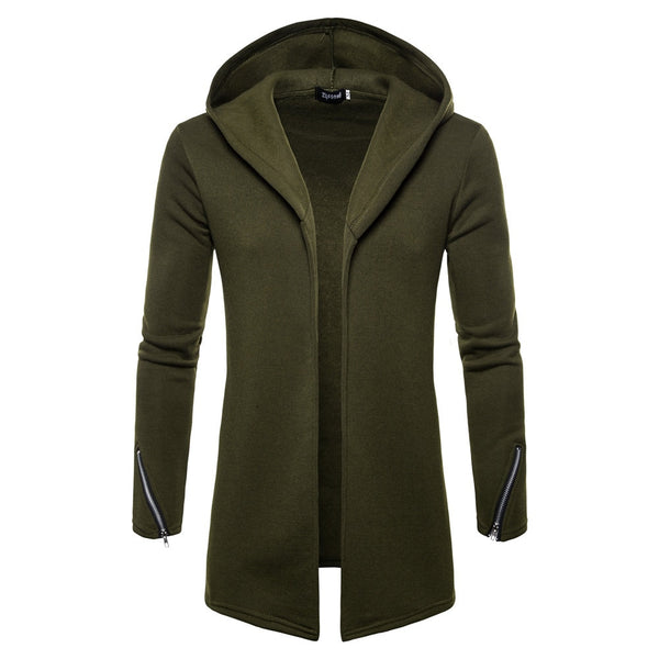 Solid Color Hooded Cardigan